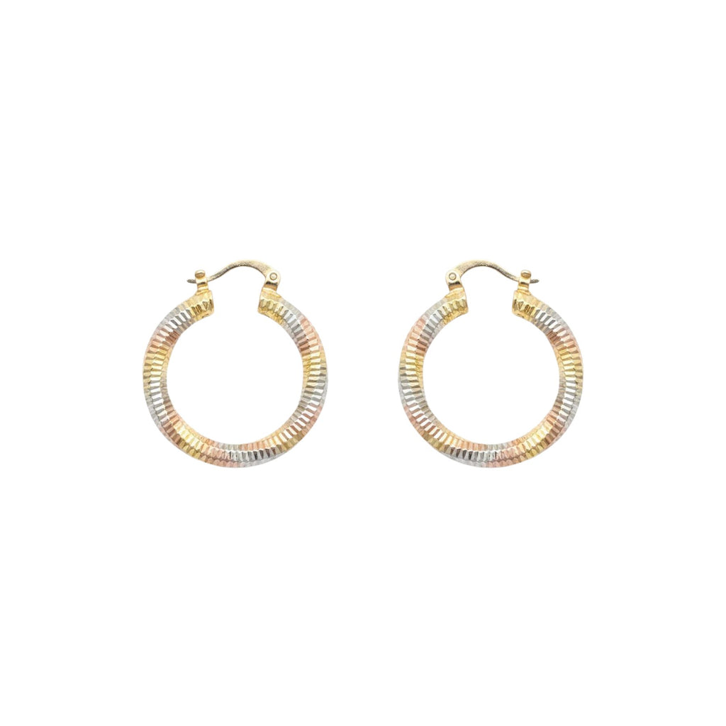 Aros Argolla Facetadas 3 Colores Enchapado en Oro de 18k