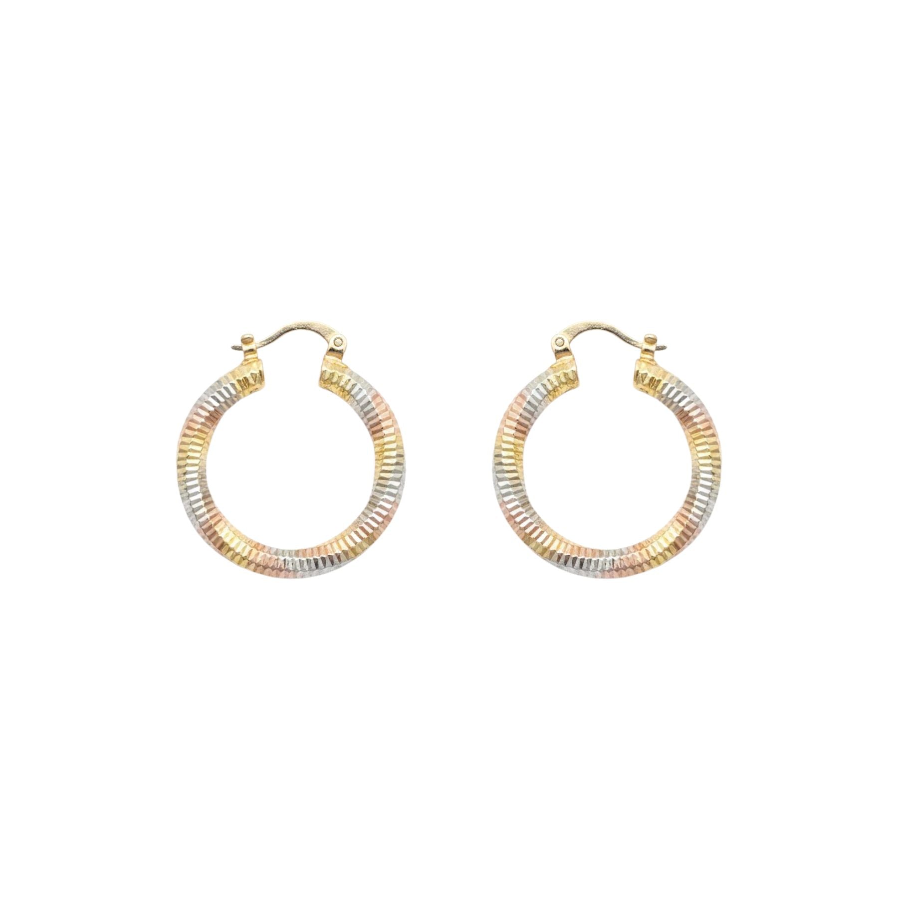 Aros Argolla Facetadas 3 Colores Enchapado en Oro de 18k