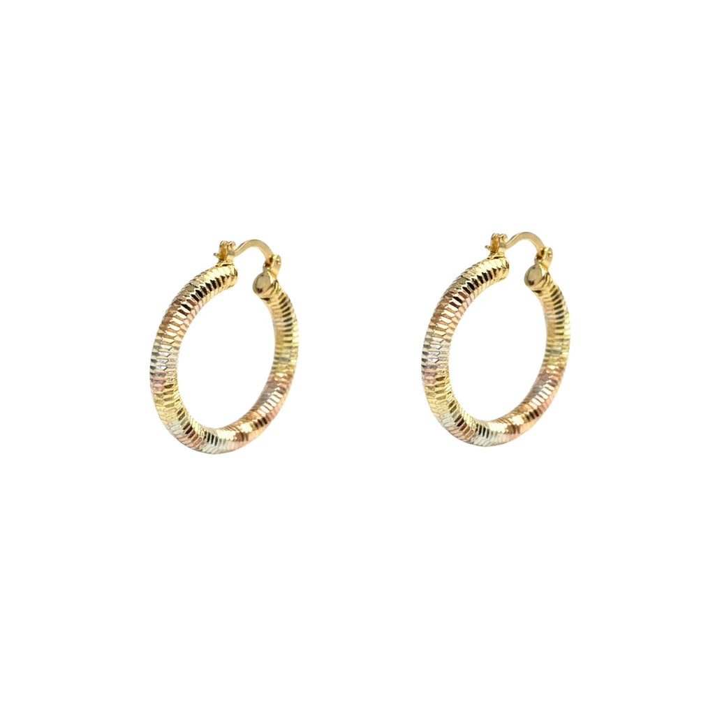 Aros Argolla Facetadas 3 Colores Enchapado en Oro de 18k