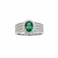 Anillo Roseta Esmeralda 3 Rieles Plata 925