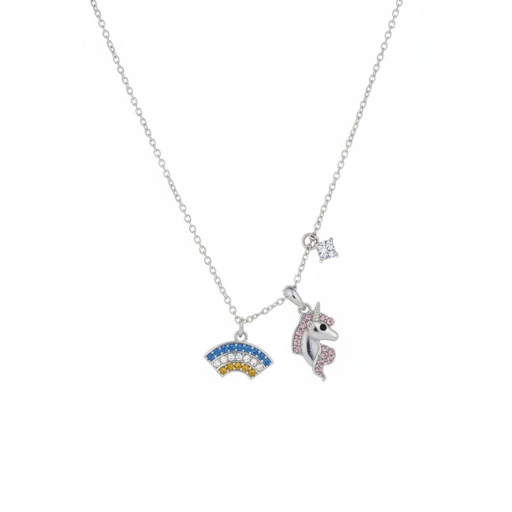 Collar Unicornio/Arcoíris Plata 925