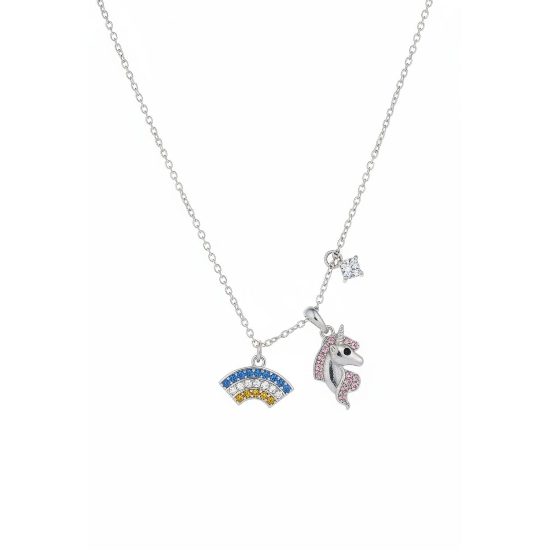 Collar Unicornio/Arcoíris Plata 925