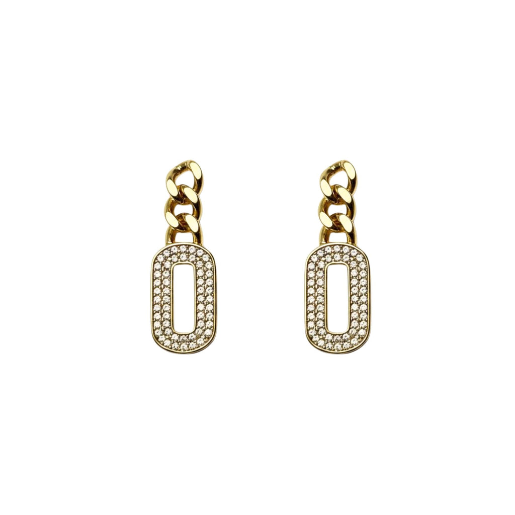 Aros Cadena Tipo Cartier con Circones Enchapado en Oro de 18k