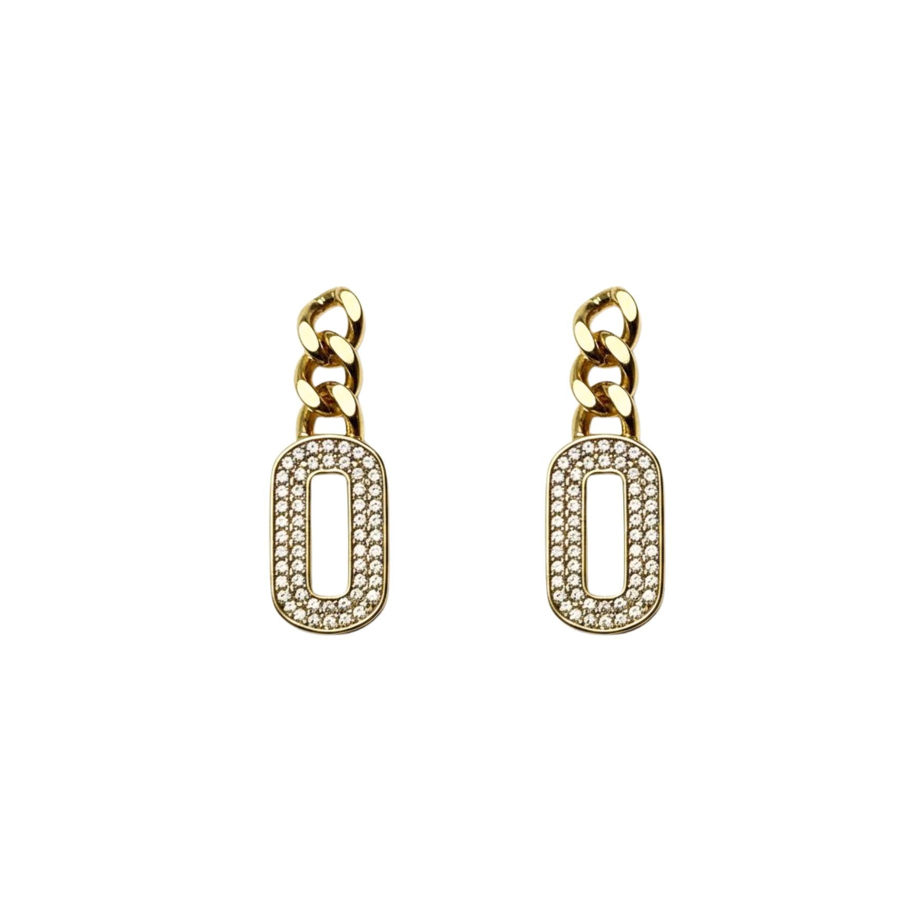 Aros Cadena Tipo Cartier con Circones Enchapado en Oro de 18k