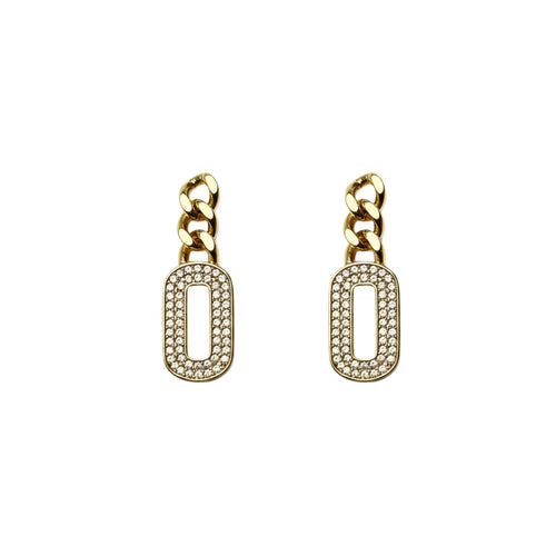 Aros Cadena Tipo Cartier con Circones Enchapado en Oro de 18k