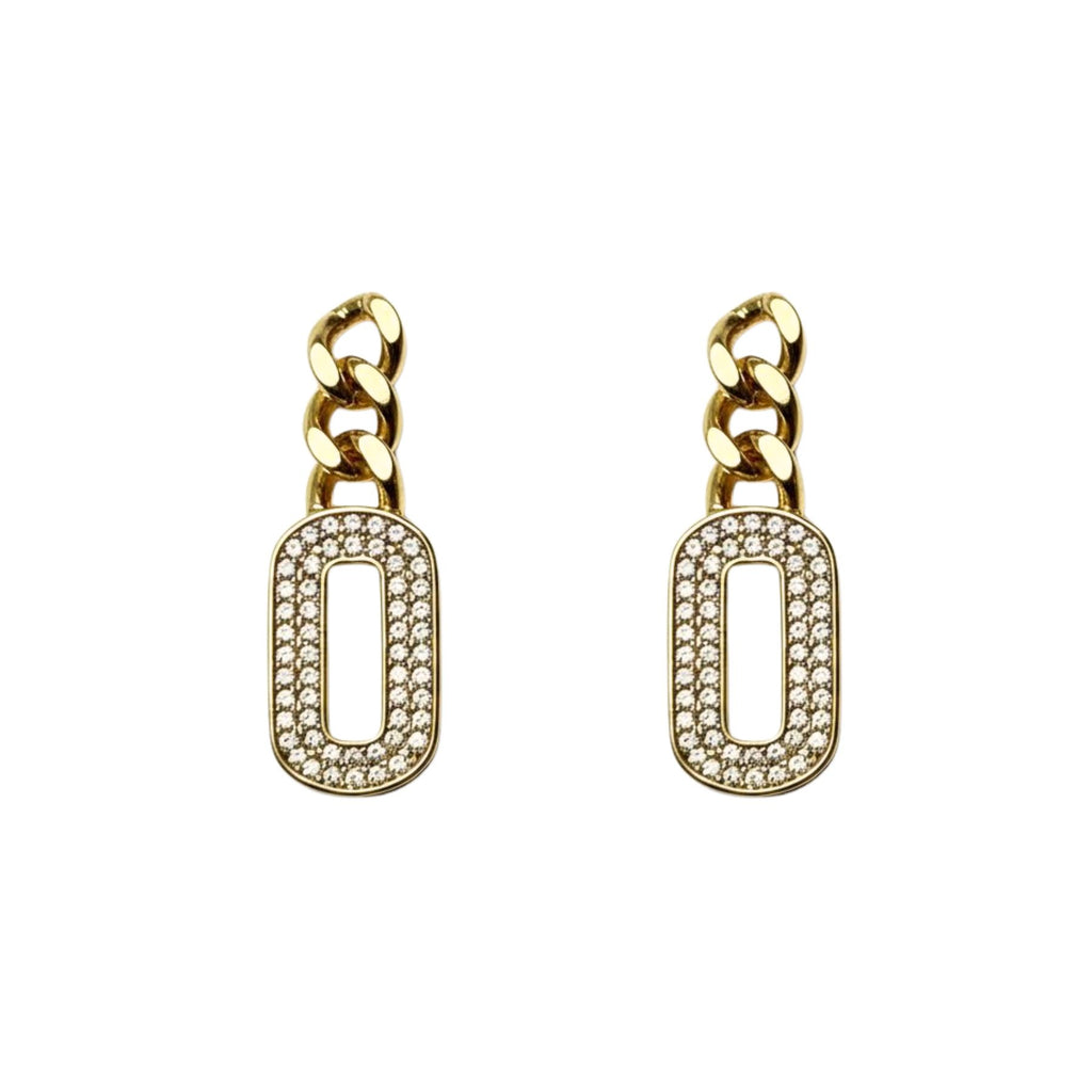Aros Cadena Tipo Cartier con Circones Enchapado en Oro de 18k