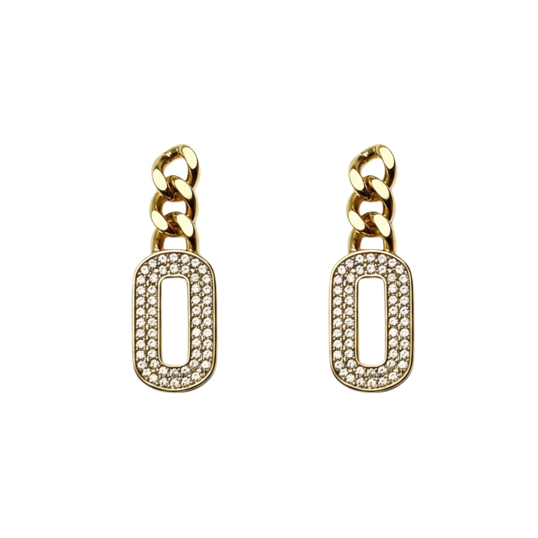 Aros Cadena Tipo Cartier con Circones Enchapado en Oro de 18k