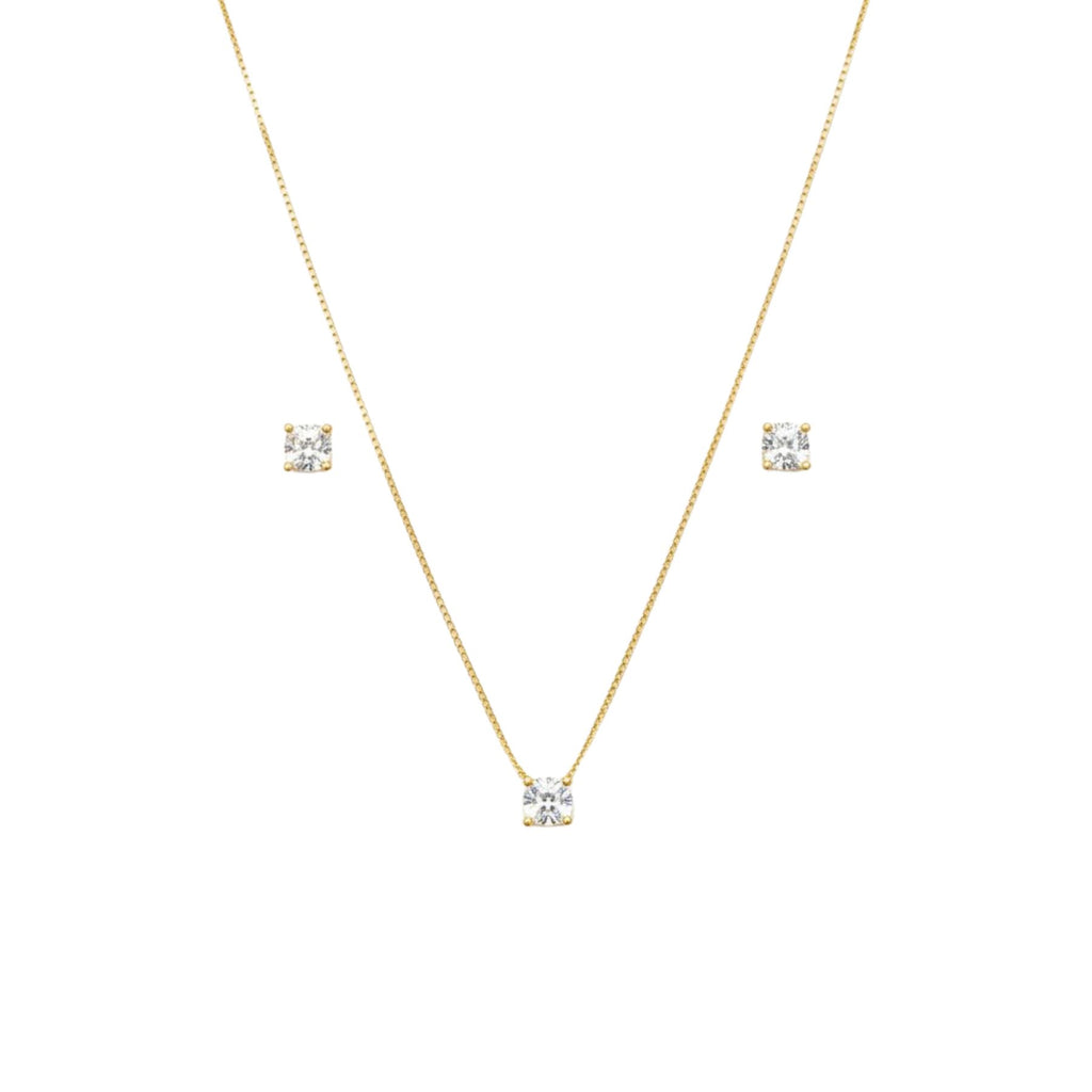 Conjunto Aros + Collar Punto de Luz Enchapado en Oro de 18k 40-45cm