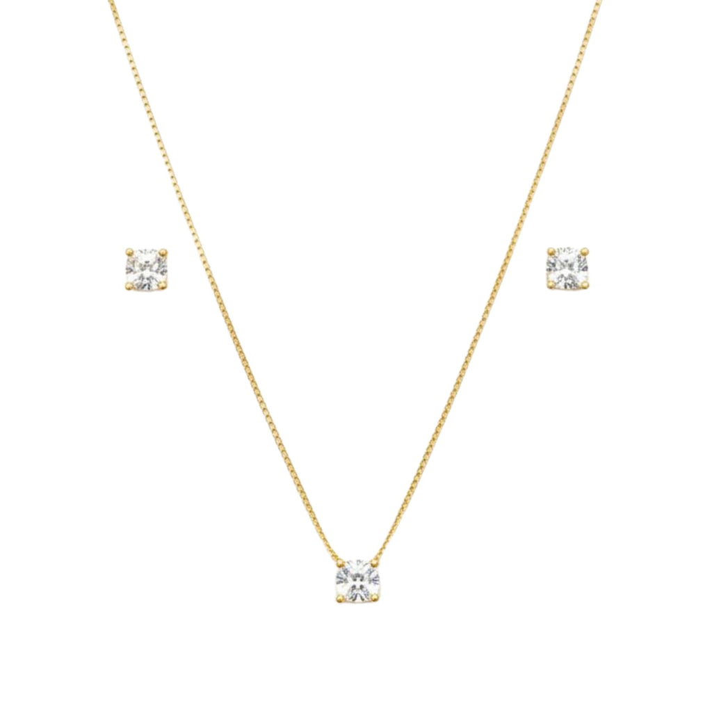 Conjunto Aros + Collar Punto de Luz Enchapado en Oro de 18k 40-45cm