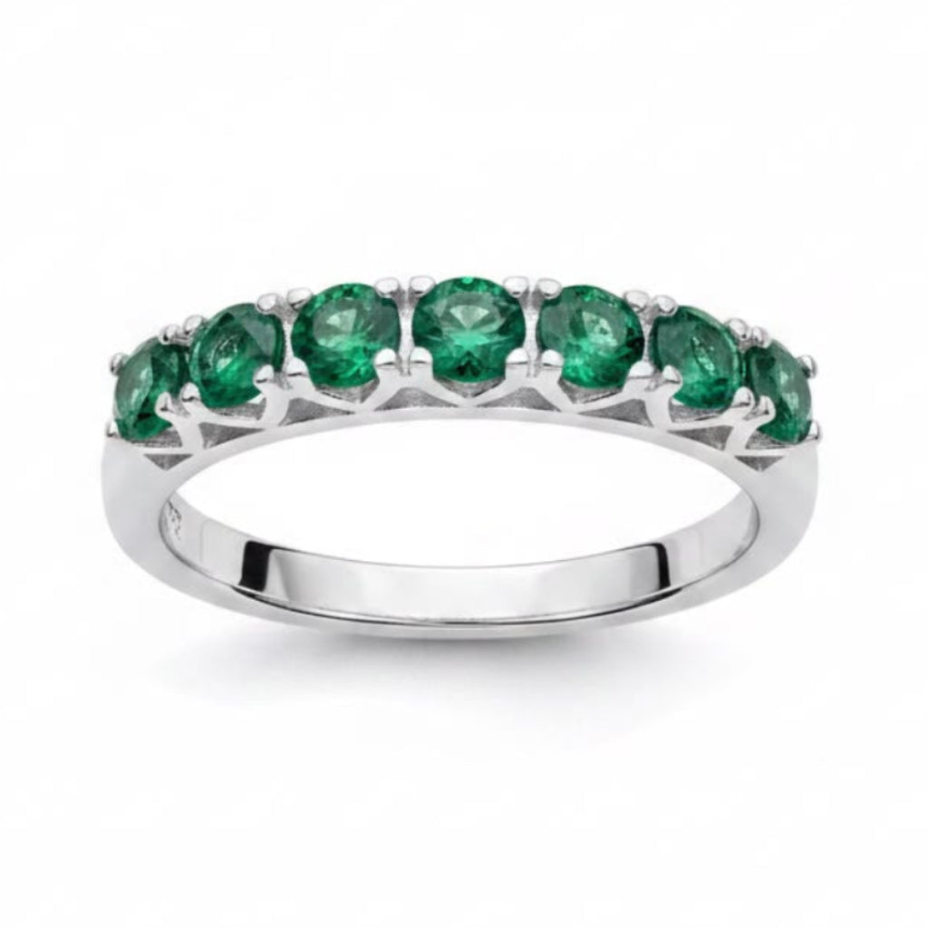 Anillo Cintillo Esmeralda Plata 925 - 15