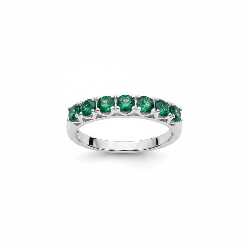 Anillo Cintillo Esmeralda Plata 925