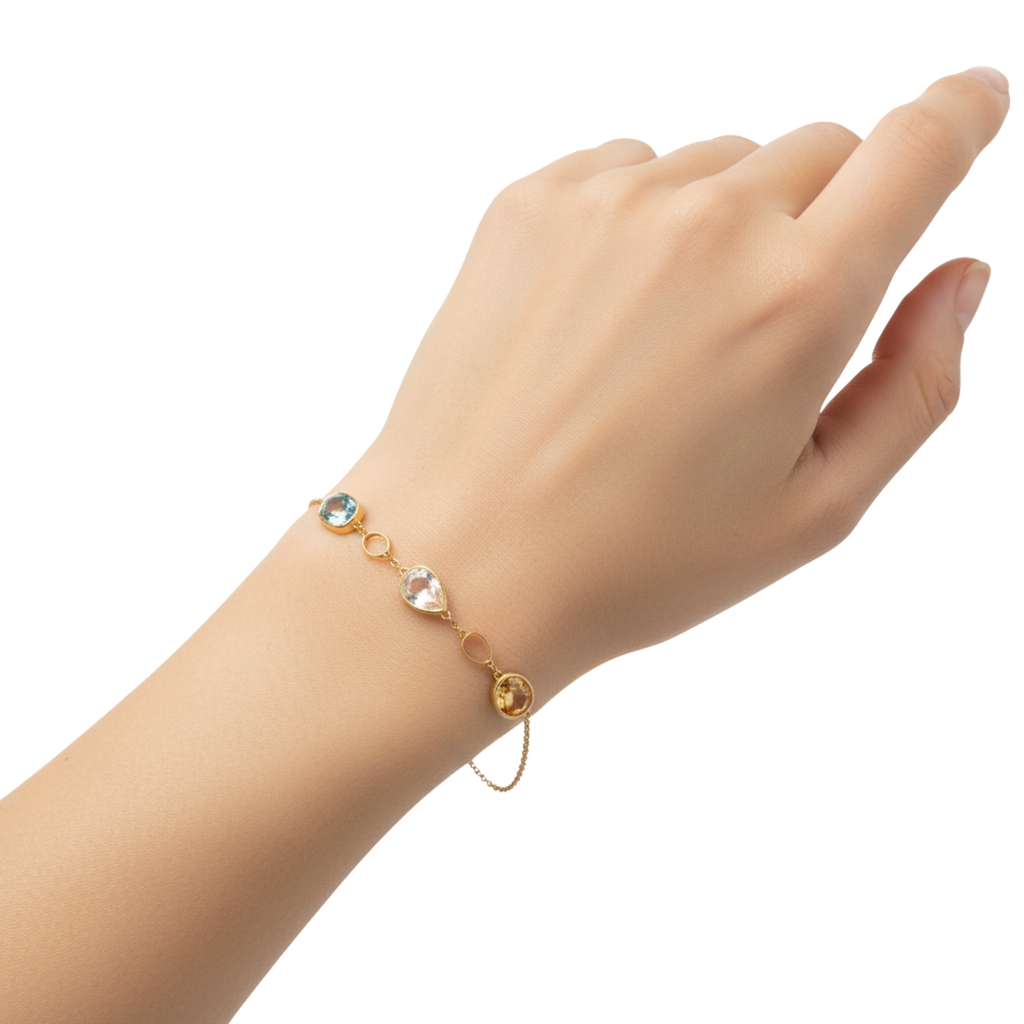 Pulsera con Piedras Naturales Oro Amarillo 18k