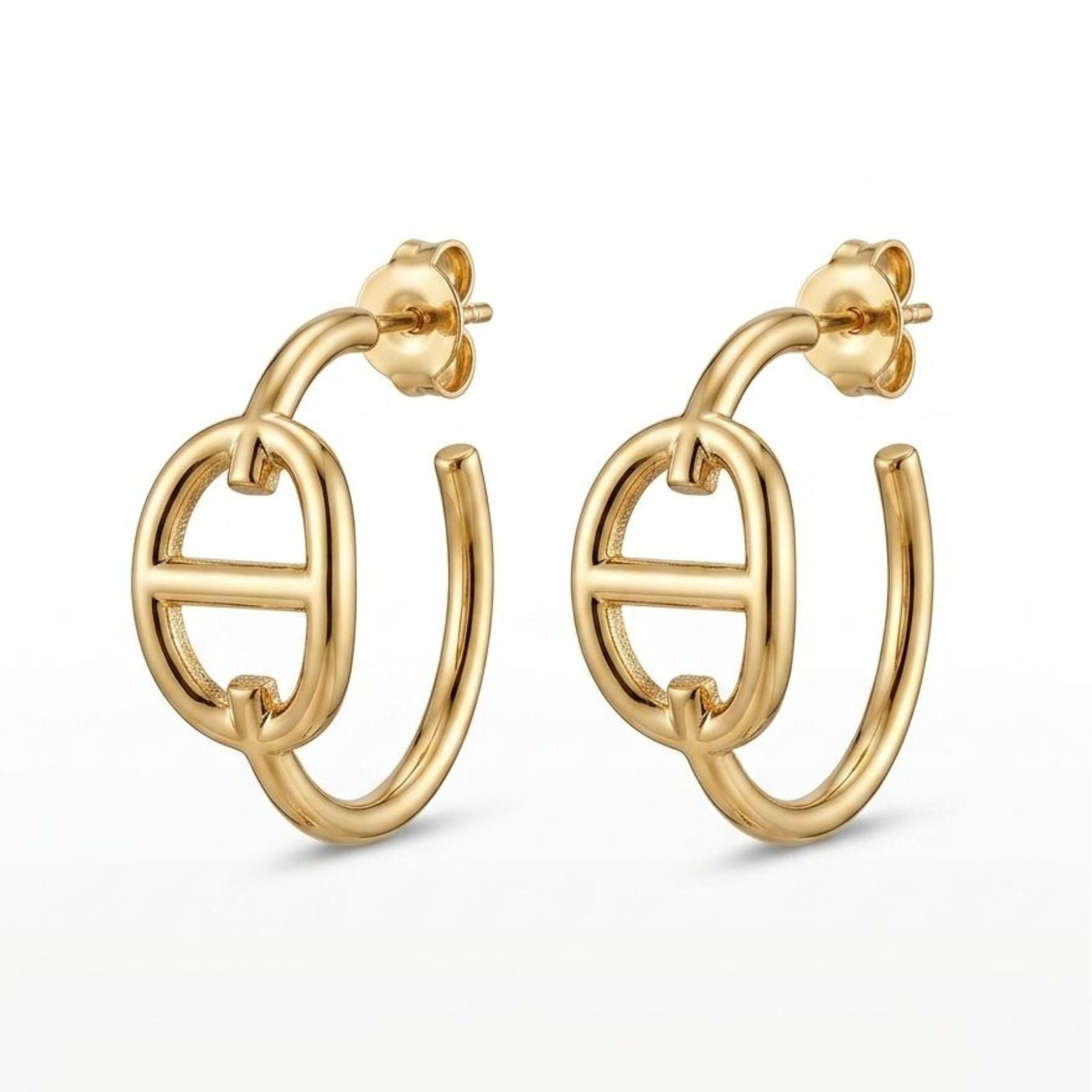 Aros Argolla Hermés Chain Enchapado en Oro de 18k