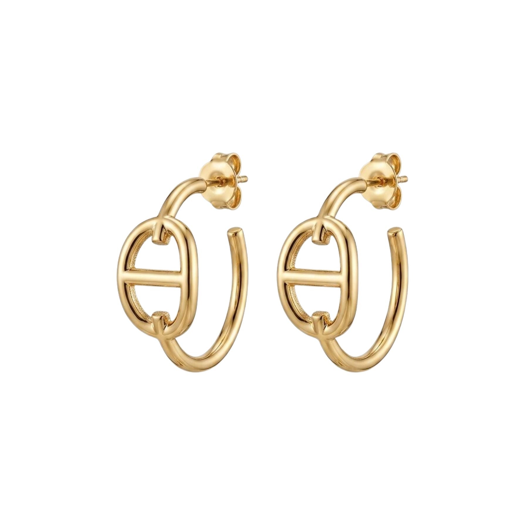 Aros Argolla Hermés Chain Enchapado en Oro de 18k