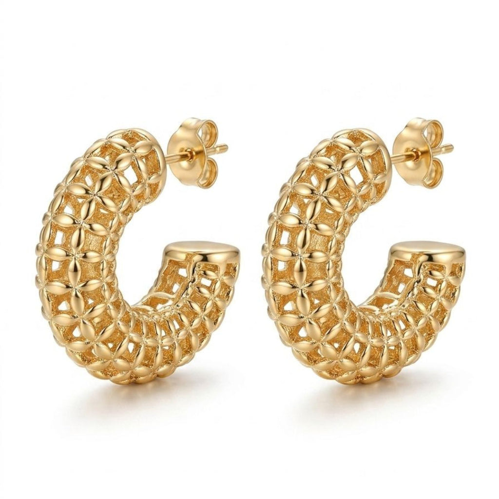 Aros Malla Calada Enchapado en Oro de 18k