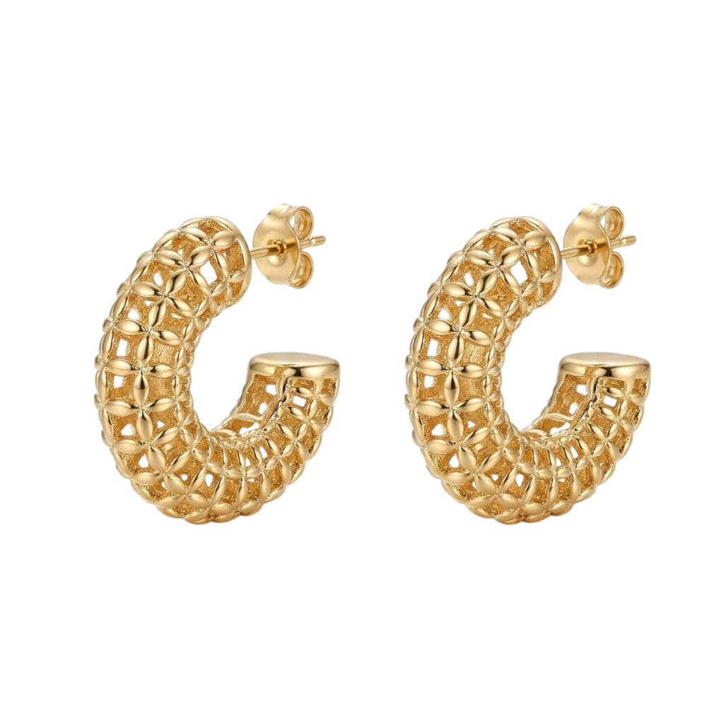 Aros Malla Calada Enchapado en Oro de 18k
