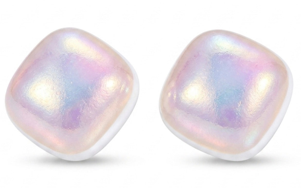 Aros Perla Cuadrados Enchapado en Oro 18K