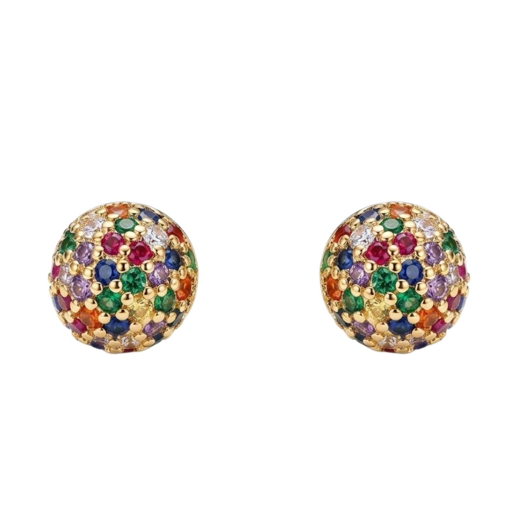 Aros Bola de Fuego Colores en Oro de 18k