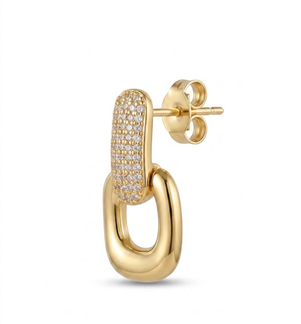 Aros Cuadrados Colgantes Enchapado en Oro 18K OP