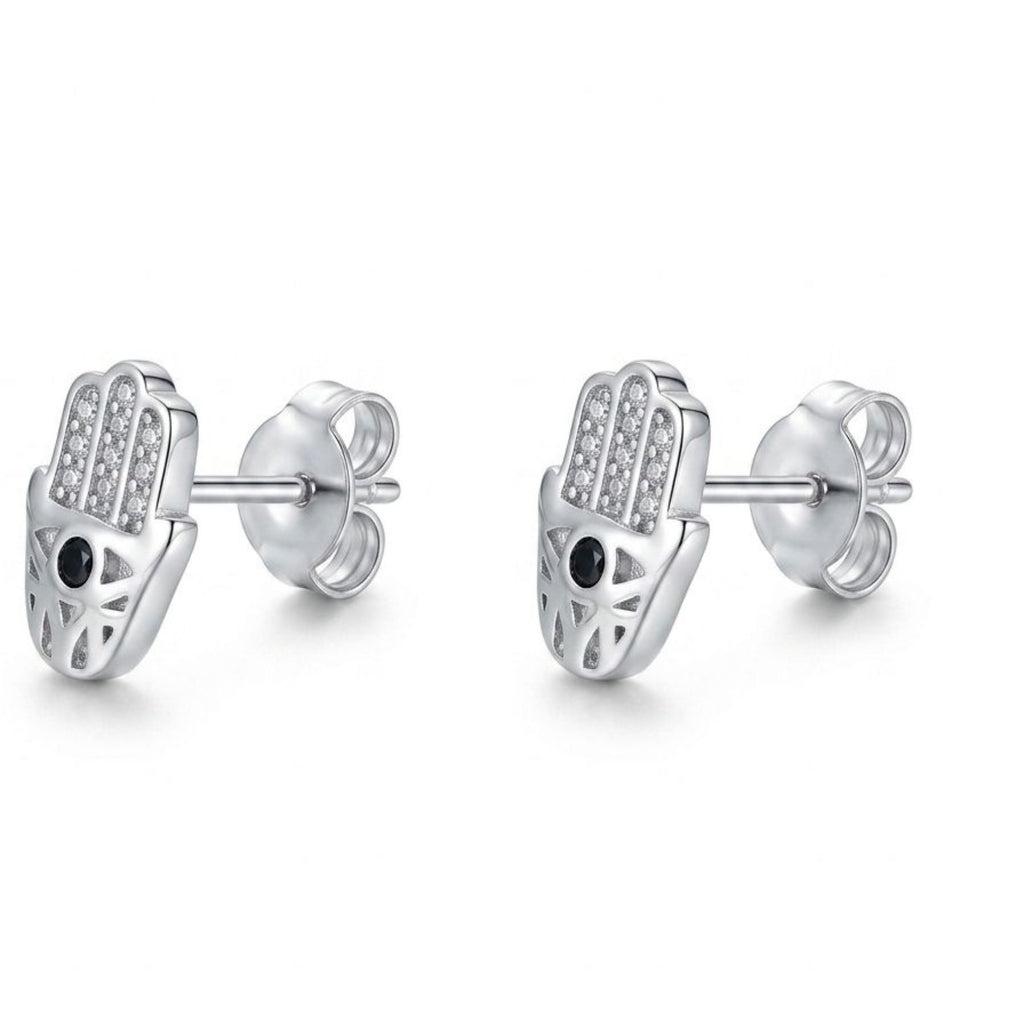 Aros Mano Hamsa Plata 925