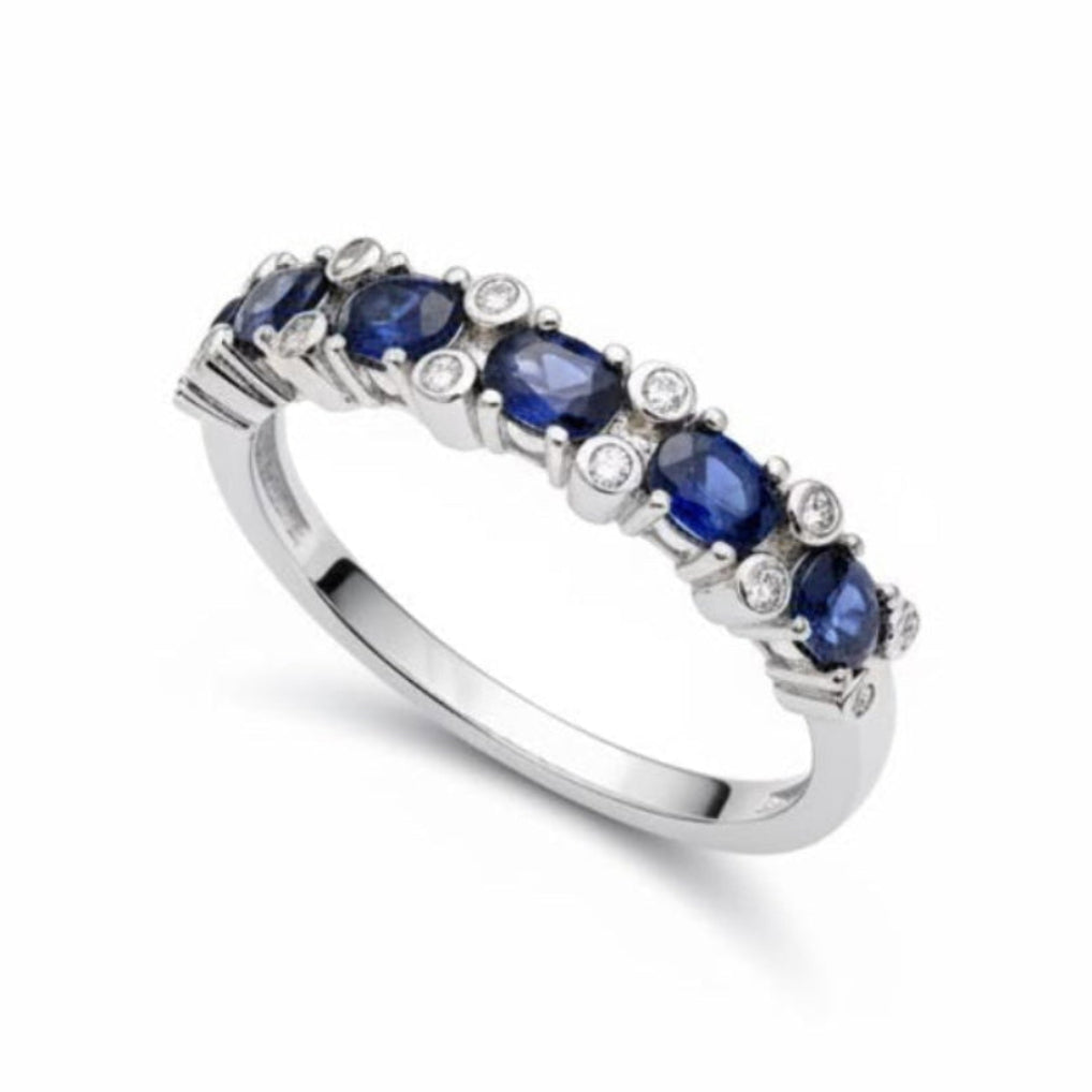 Anillo Cintillo Zafiros/Circones Plata 925 - 16