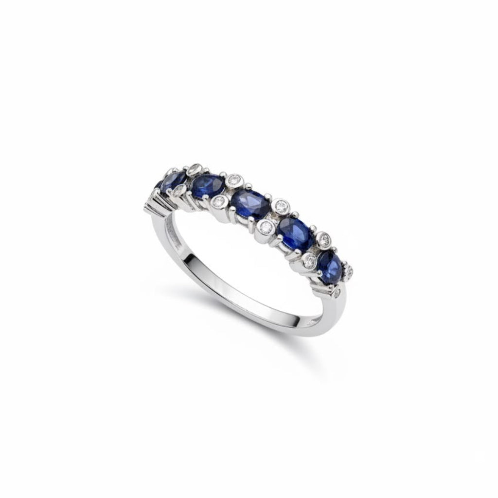 Anillo Cintillo Zafiros/Circones Plata 925