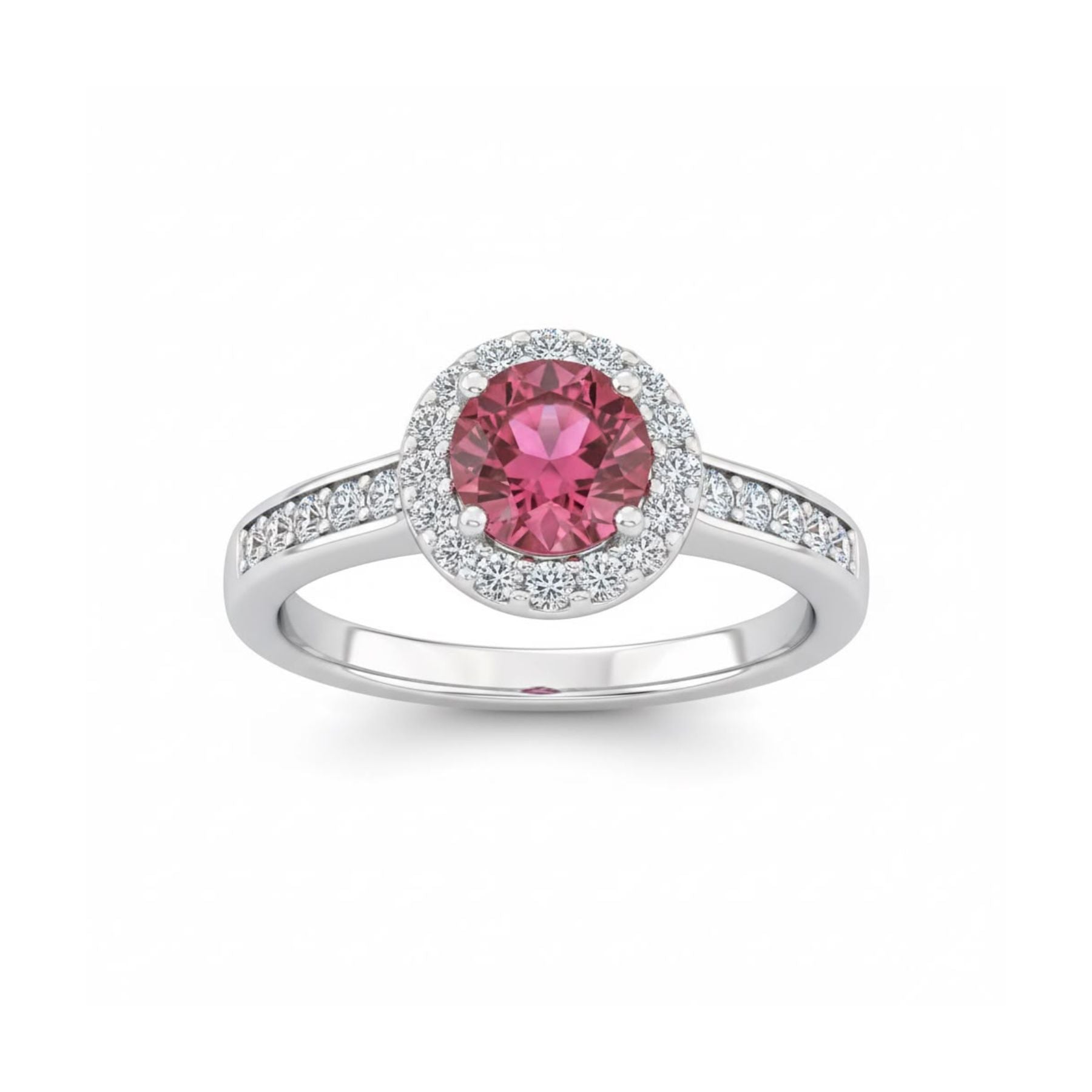Anillo Roseta Riel Rubí Plata 925