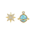 Aros Saturno Estrella Plata 925 Bañado en Oro