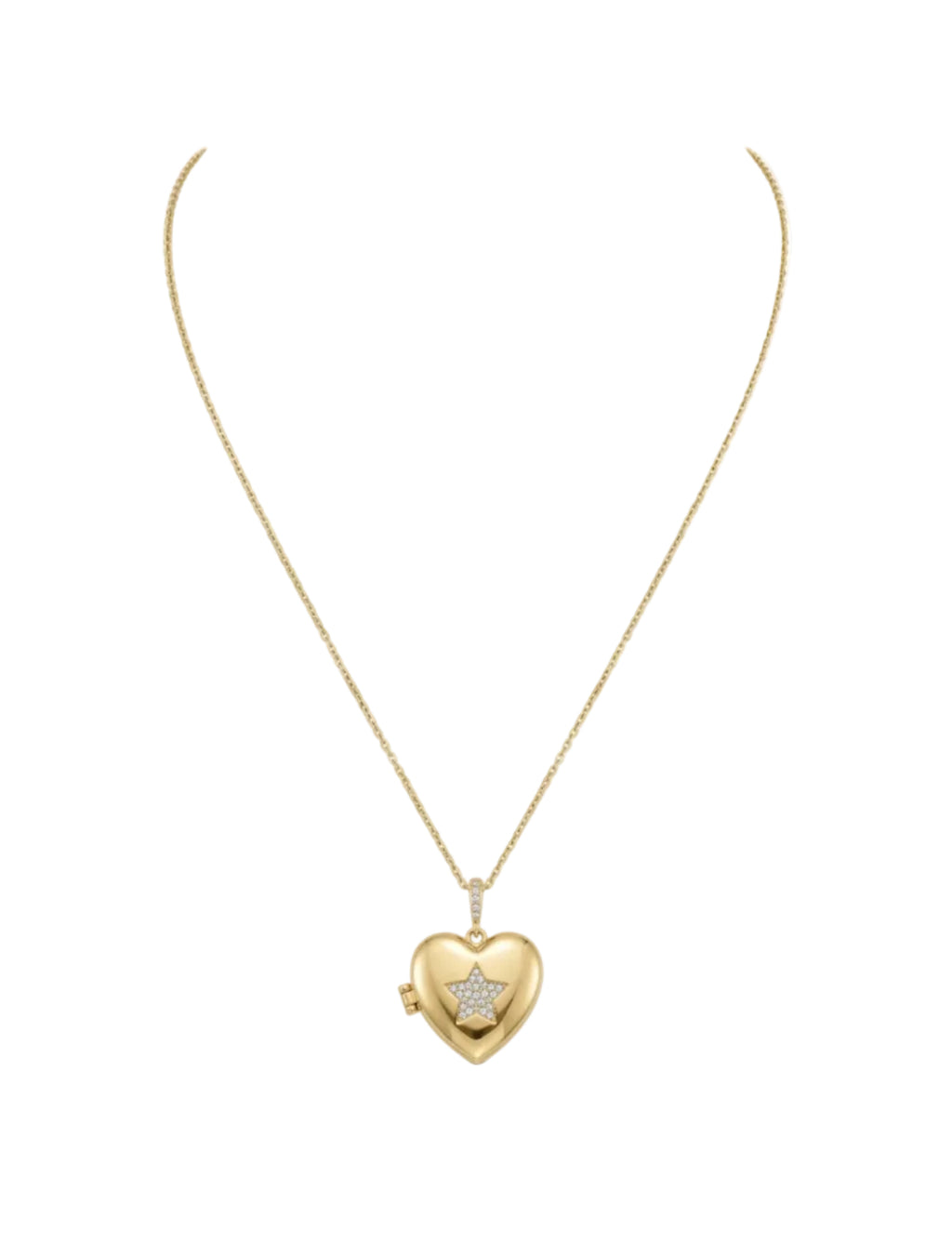 Collar Relicario Corazon Circon Enchapados en Oro de 18k