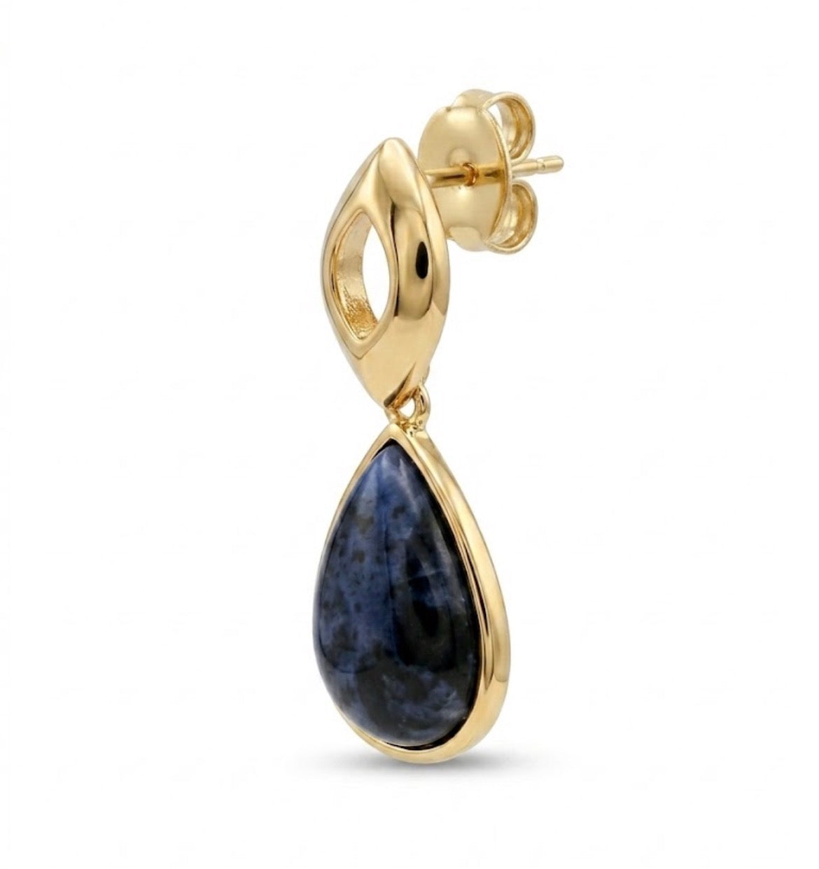 Aros Piedra Natural Azul Enchapado en Oro 18K OP