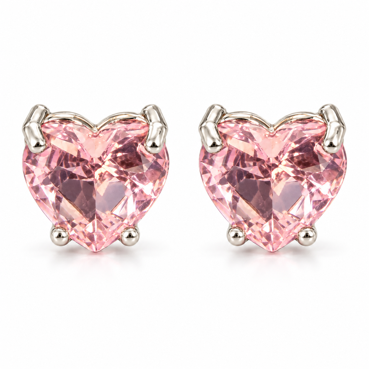 Aros Corazón con Piedra Facetada de Plata 925