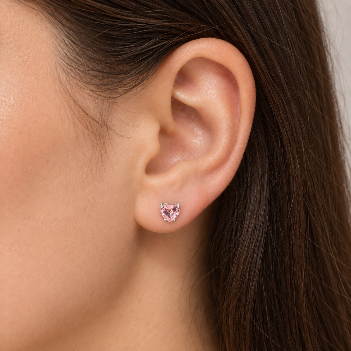 Aros Corazón con Piedra Facetada de Plata 925