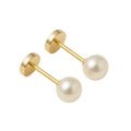 Aros Abridores de Bebé en Oro 18K con Perla 3.5-4 mm