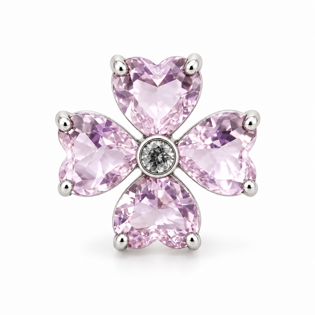 Aros Flor con Pétalos de Corazón de Plata 925