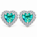 Aros Corazón con Halo de Plata 925