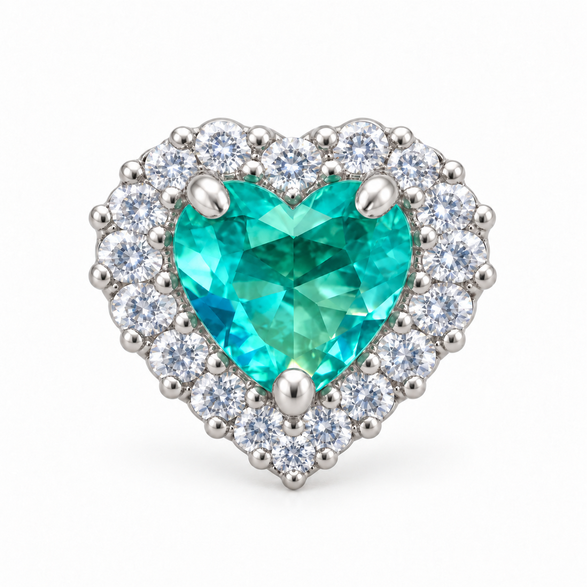 Aros Corazón con Halo de Plata 925