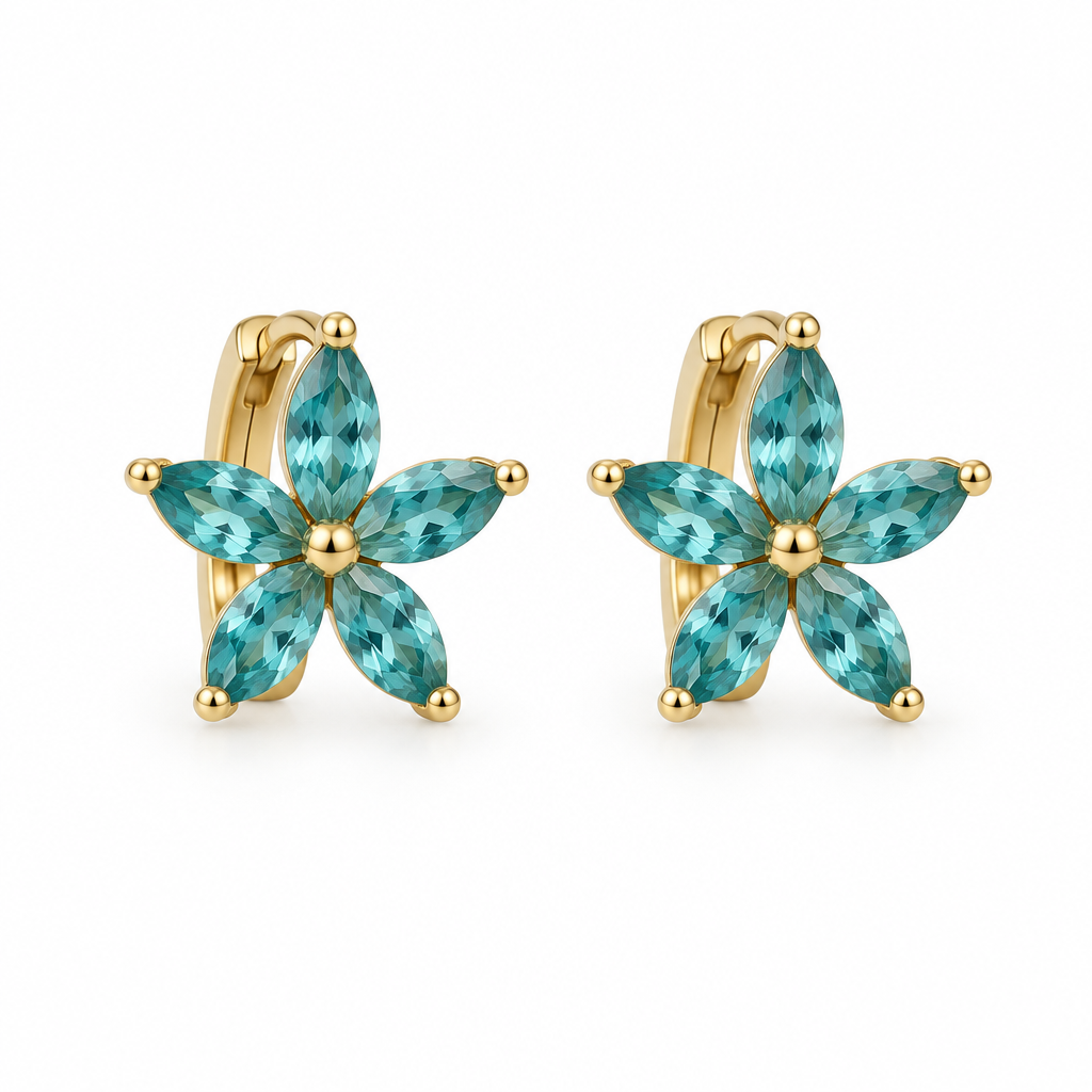 Aros Flor Enchapados en Oro 11mm
