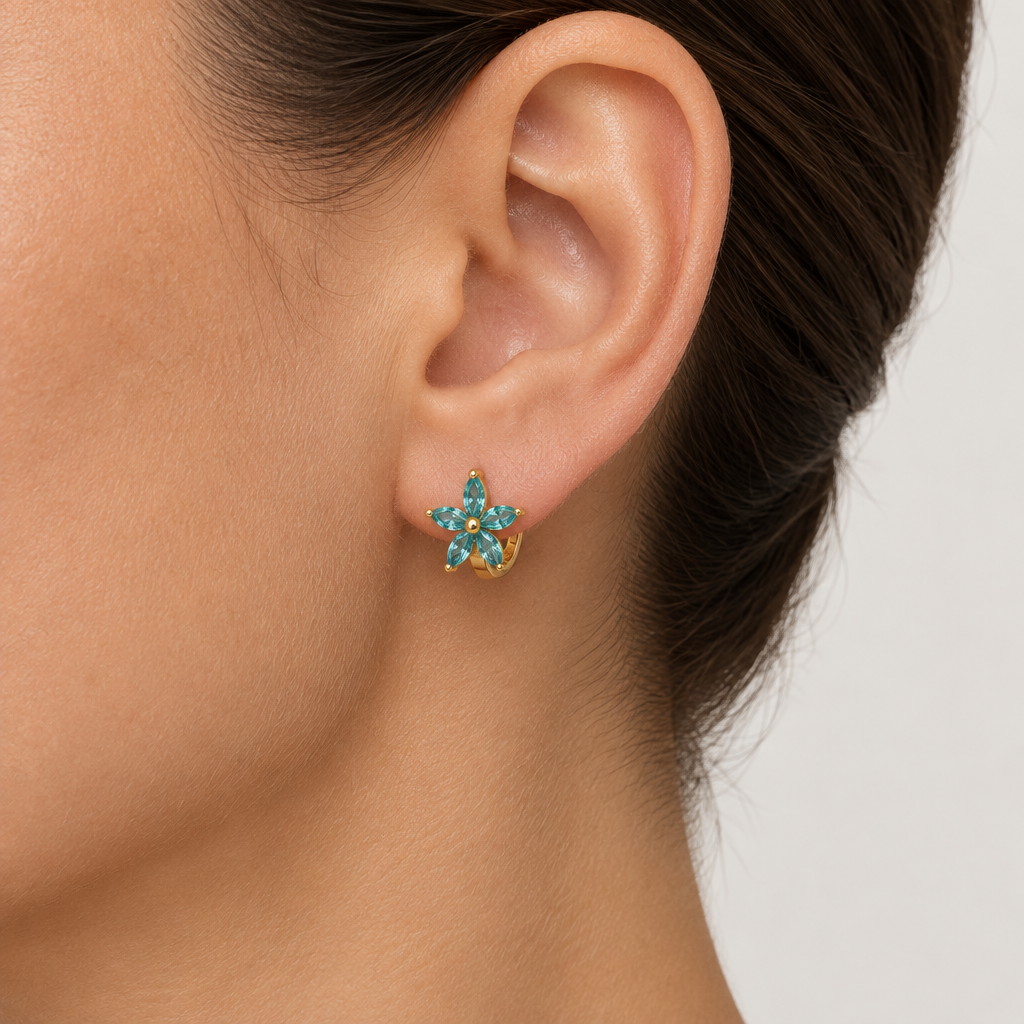 Aros Flor Enchapados en Oro 11mm