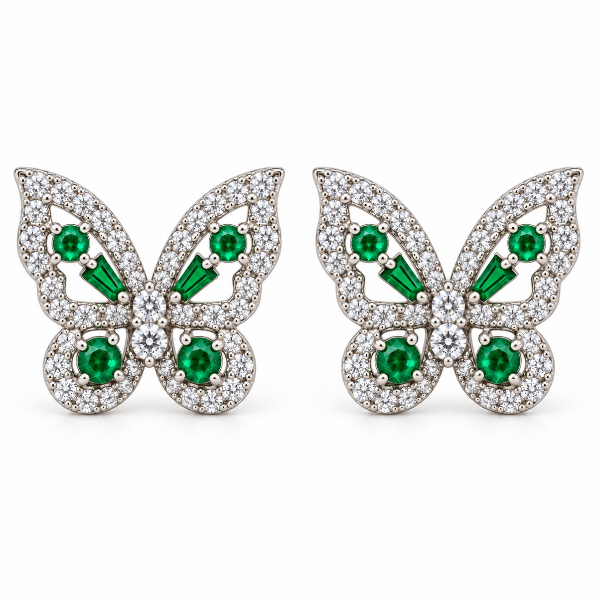 Aros Mariposa con Piedras Facetadas de Plata 925