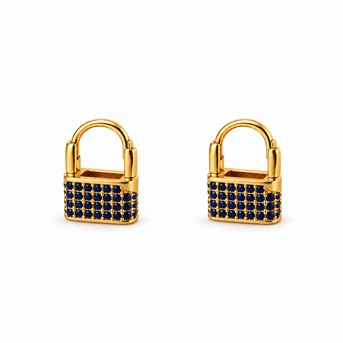 Aros Candado con Piedras Enchapados en Oro 17mm