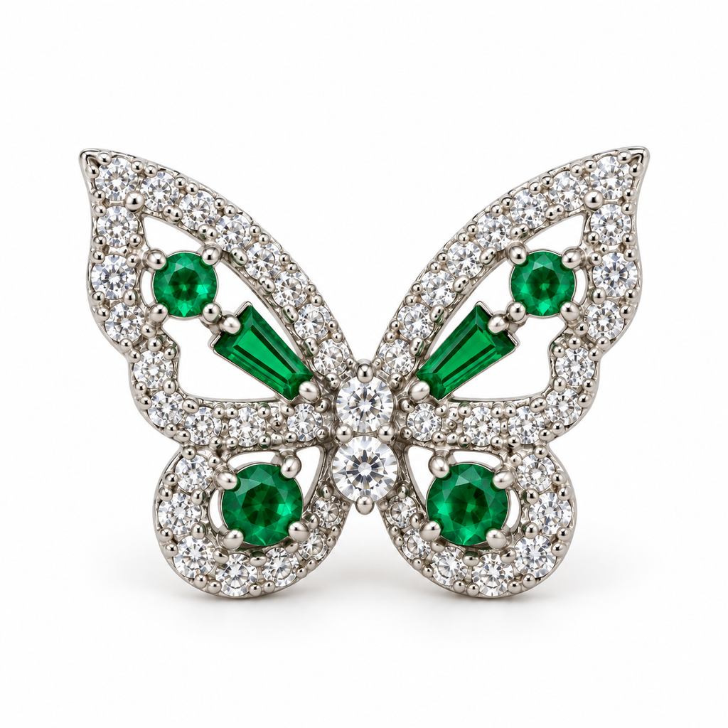 Aros Mariposa con Piedras Facetadas de Plata 925