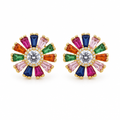 Aros Flor Radiante con Halo Enchapados en Oro 11mm