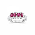Anillo 4 Rosetas Halo Rubíes Plata 925