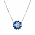 Collar Flor Azul Plata 925 40–45 cm