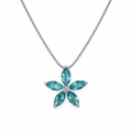 Collar Flor Verde Agua Plata 925 45 cm