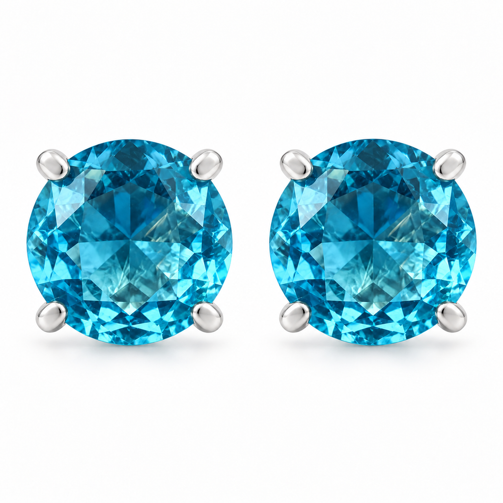 Aros Redondos con Piedra Facetada de Plata 925
