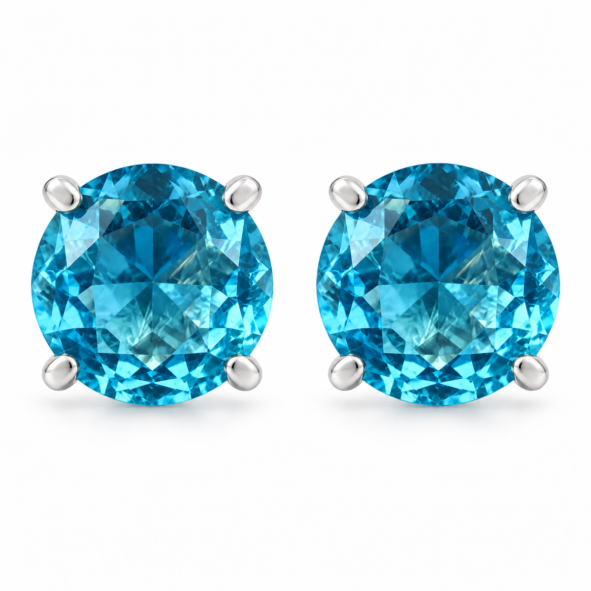 Aros Redondos con Piedra Facetada de Plata 925