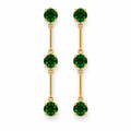 Aros Colgantes Tres Piedras Enchapados en Oro 45mm
