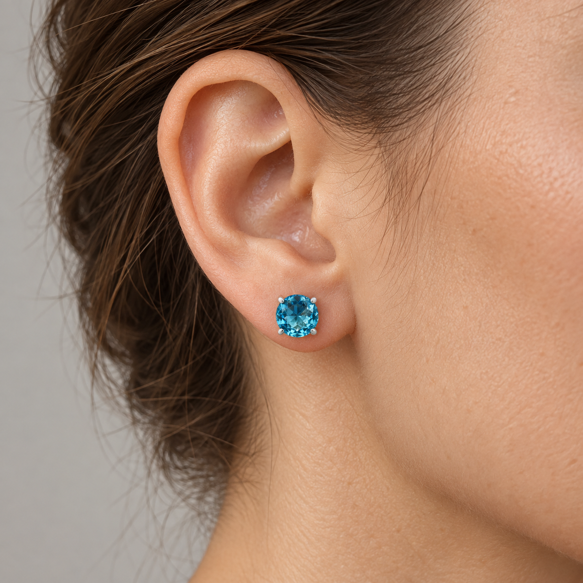 Aros Redondos con Piedra Facetada de Plata 925