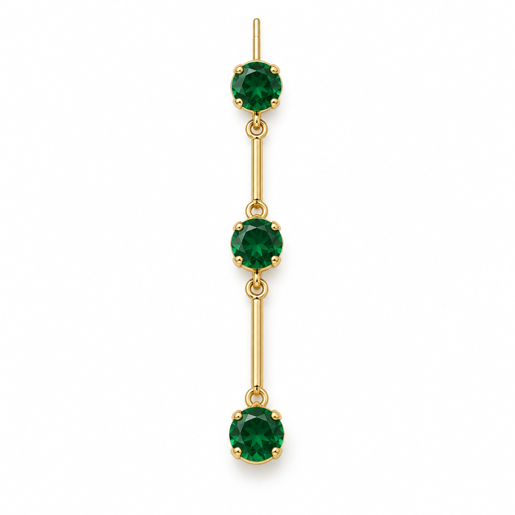 Aros Colgantes Tres Piedras Enchapados en Oro 45mm
